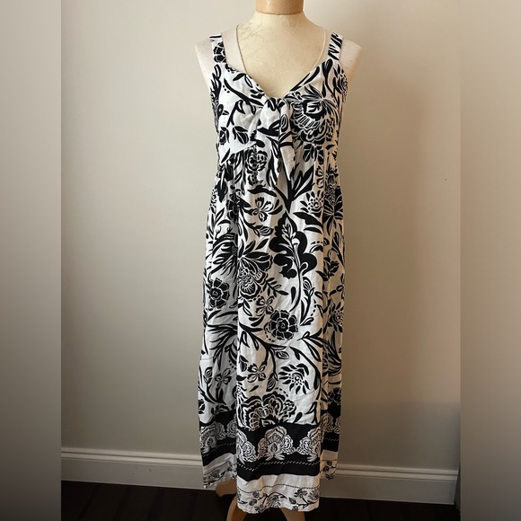 Knox Rose Tie Front Black & White Midi Dress with Adjustable Straps M - Picture 1 of 8